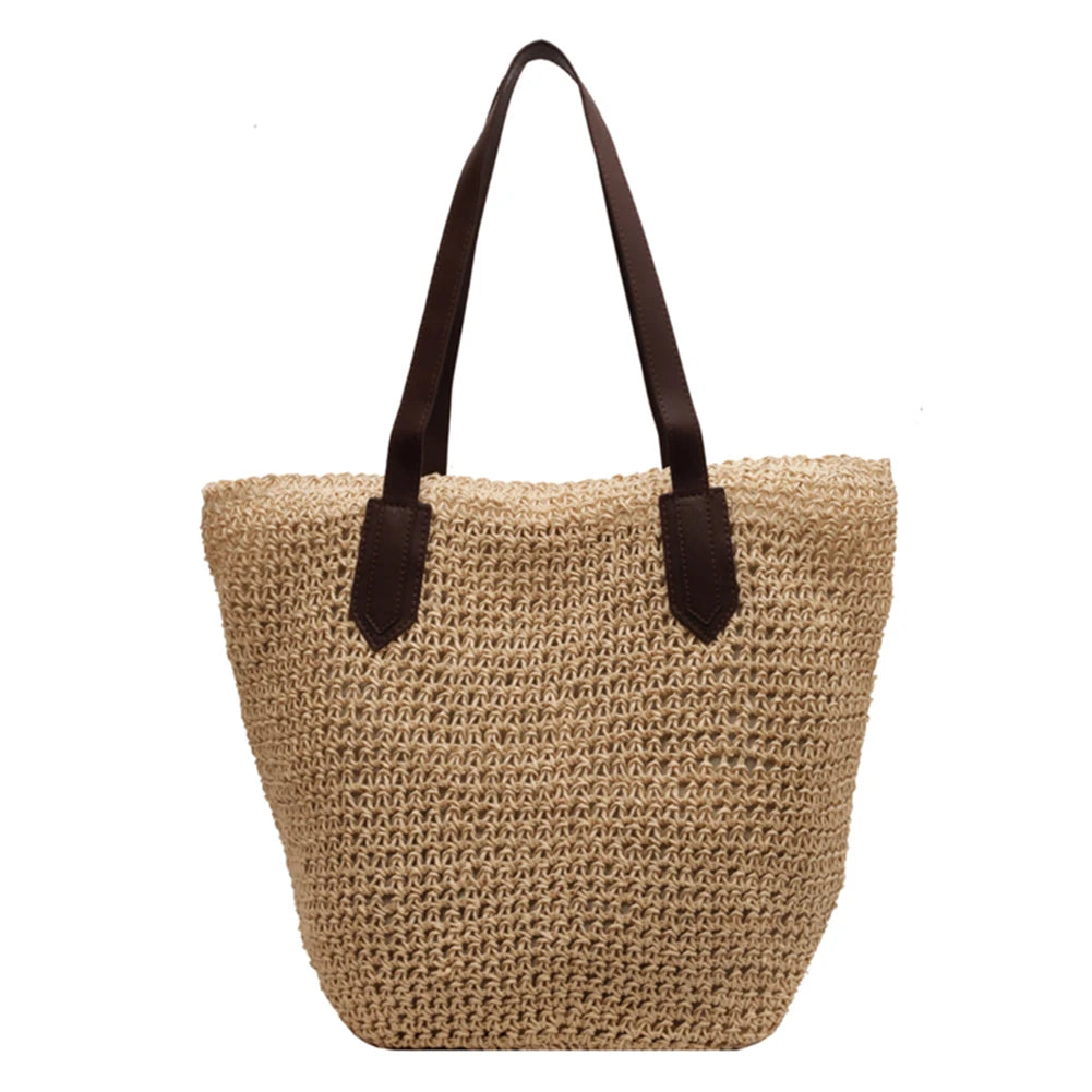 Women’s Bohemian Straw Underarm Shoulder Bag — Large Crochet Summer Beach Tote for Shopping