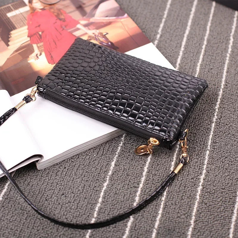PU Small Fashion Shoulder Messenger Bag — Women’s Crocodile-Pattern Mobile Phone & Coin Purse Handbag for Girls