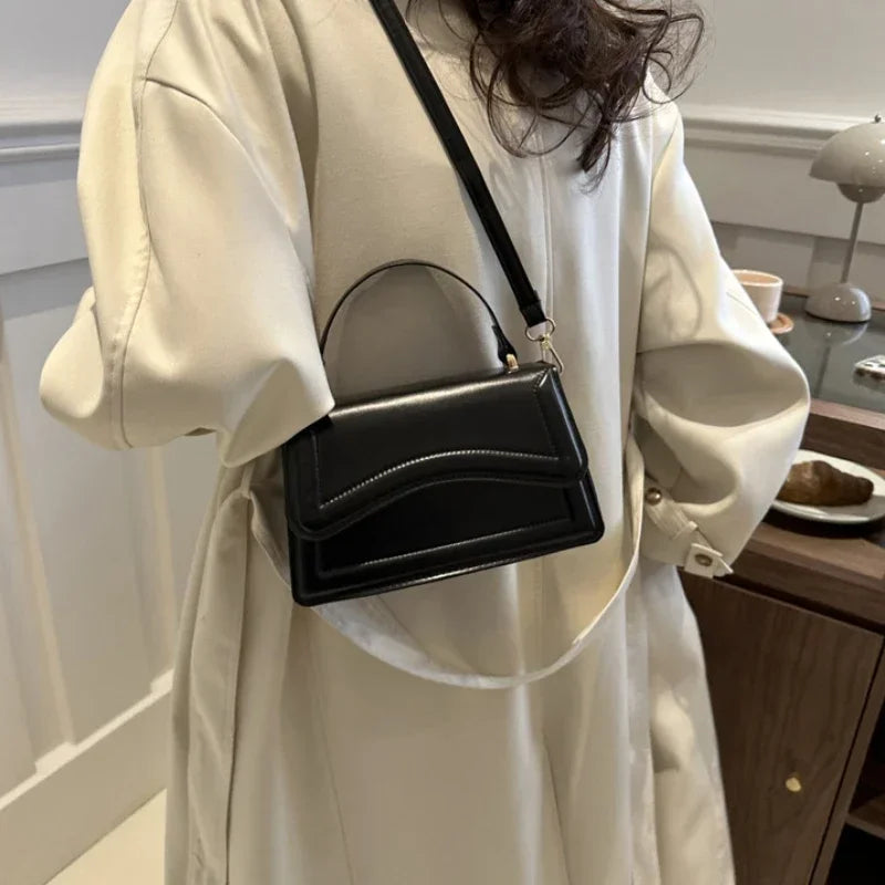 High-Quality PU Leather Women’s Handbag — Solid Color Shoulder & Crossbody Tote Messenger Bag for Girls