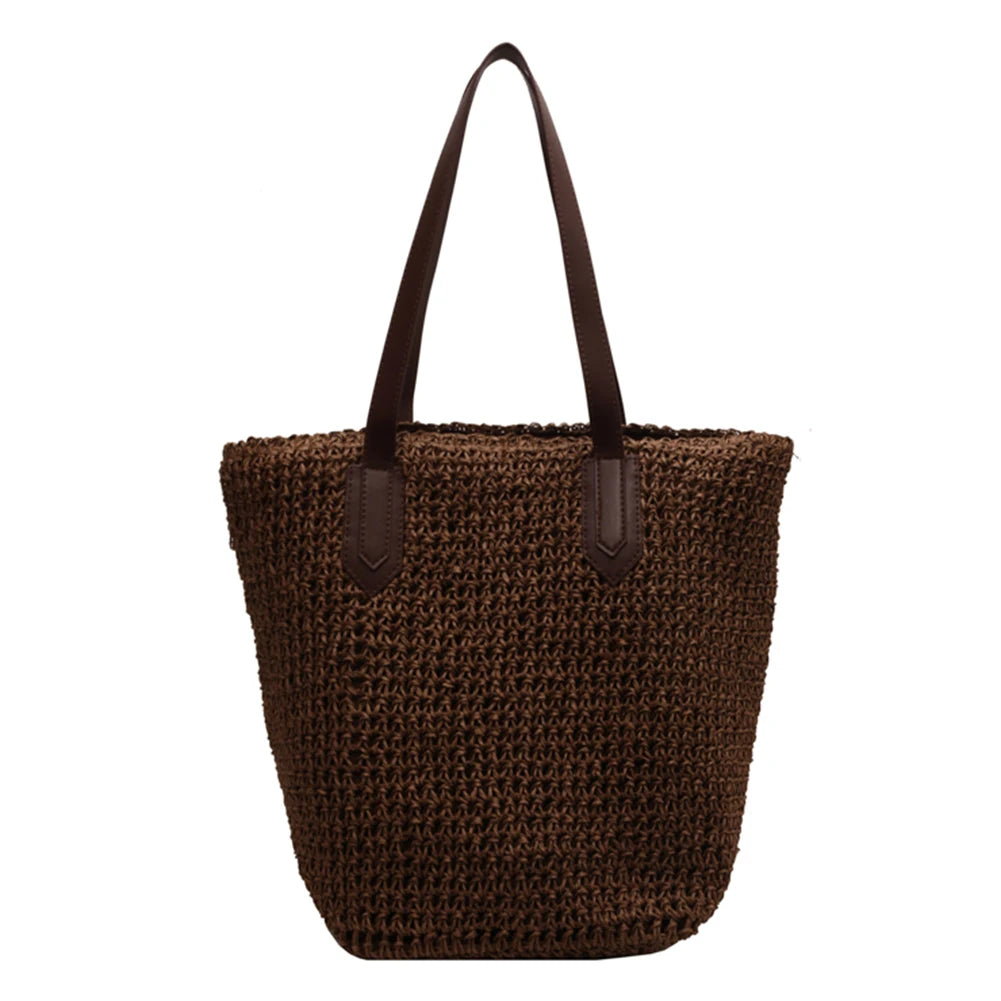 Women’s Bohemian Straw Underarm Shoulder Bag — Large Crochet Summer Beach Tote for Shopping