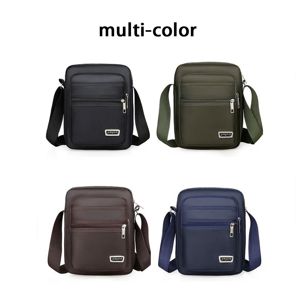 Waterproof Men’s Single-Shoulder Messenger Business Bag with Four/Six Layer Zippers Wallet Design